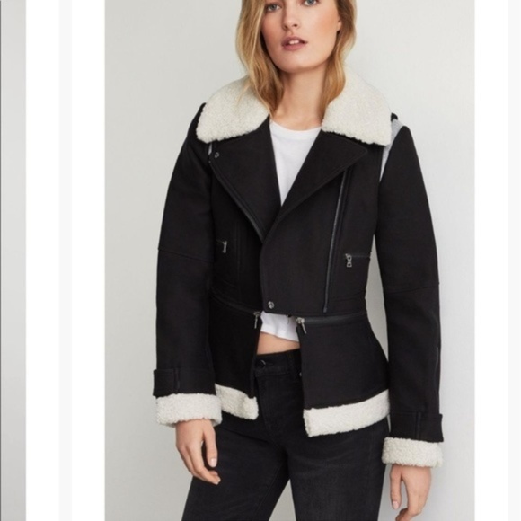 BCBGMaxAzria Jackets & Blazers - BCBGMaxazria Shearling Biker Moto Peplum Jacket